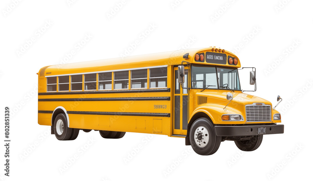 Classic yellow school bus isolated on transparent background. Generative AI Classic yellow school bus isolated on transparent background. Generative AI
