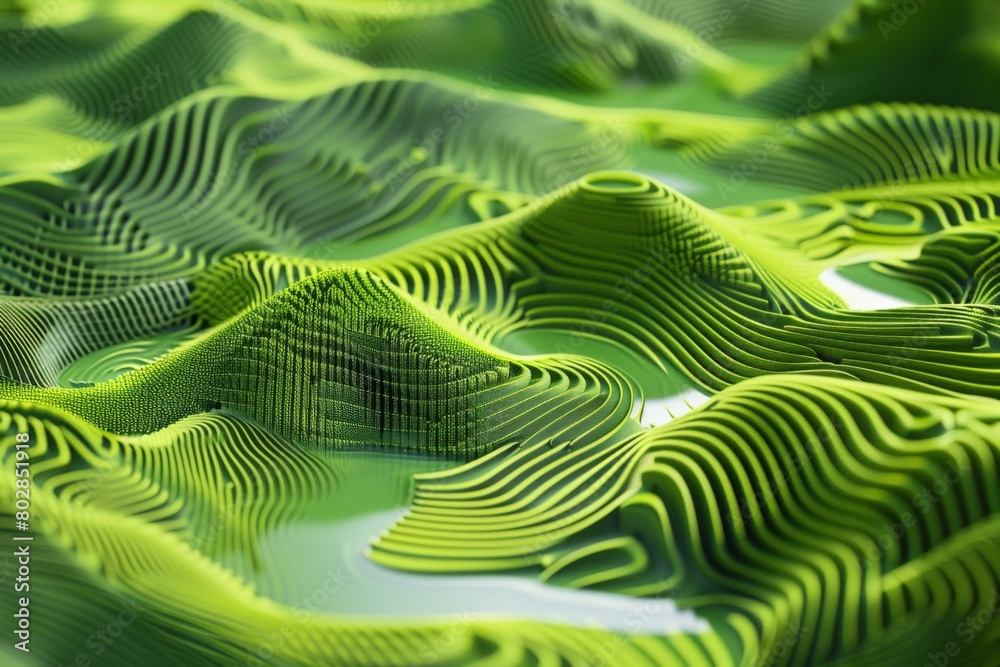 a poetic geometric zen garden Japanese green hills with in minimal 3D background patterns a poetic geometric zen garden Japanese green hills with in minimal 3D background patterns