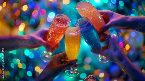Close up image of summer colorful drinks.