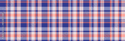 Geometric check texture background, canvas vector pattern seamless. Lady plaid textile tartan fabric in blue and light colors.