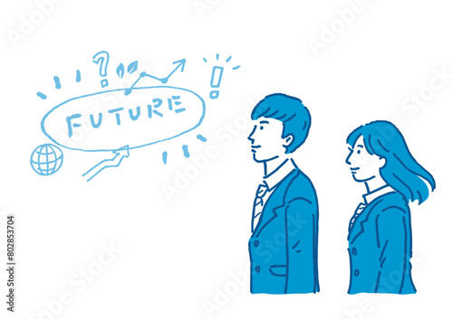 未来を見つめる高校生のイメージイラスト