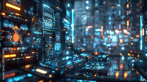 Wallpaper Mural Futuristic technology concept with digital devices Torontodigital.ca