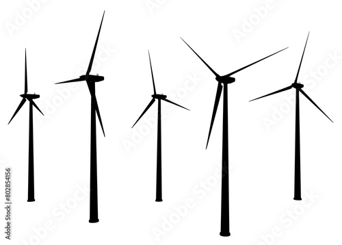 Silhouette mit Windkraftanlagen
