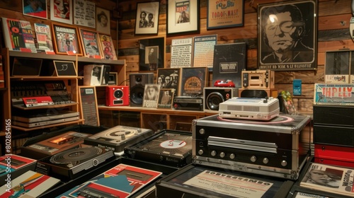 Vintage Audio Equipment and Music Devices Display © Julia Jones