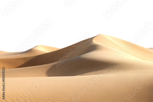 Serene desert sand dune, a minimalist landscape ideal for environmental themes, isolated on a transparent background 
