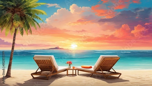 Summer beach landscape. Luxury vacation and holiday concept, summer travel banner © Pham Ty