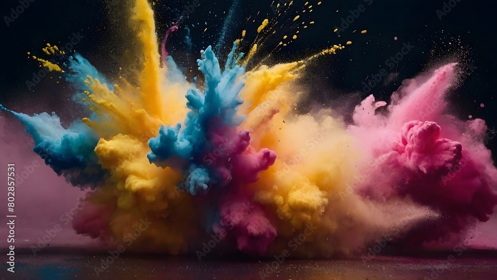 Colorful powder splashing in the air,generative AI