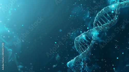 A cyan DNA genome poster with copy space