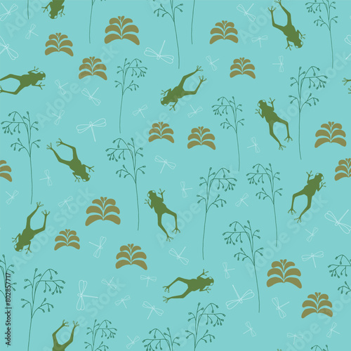 Vector turquoise seamless pattern background: Spring Medley.