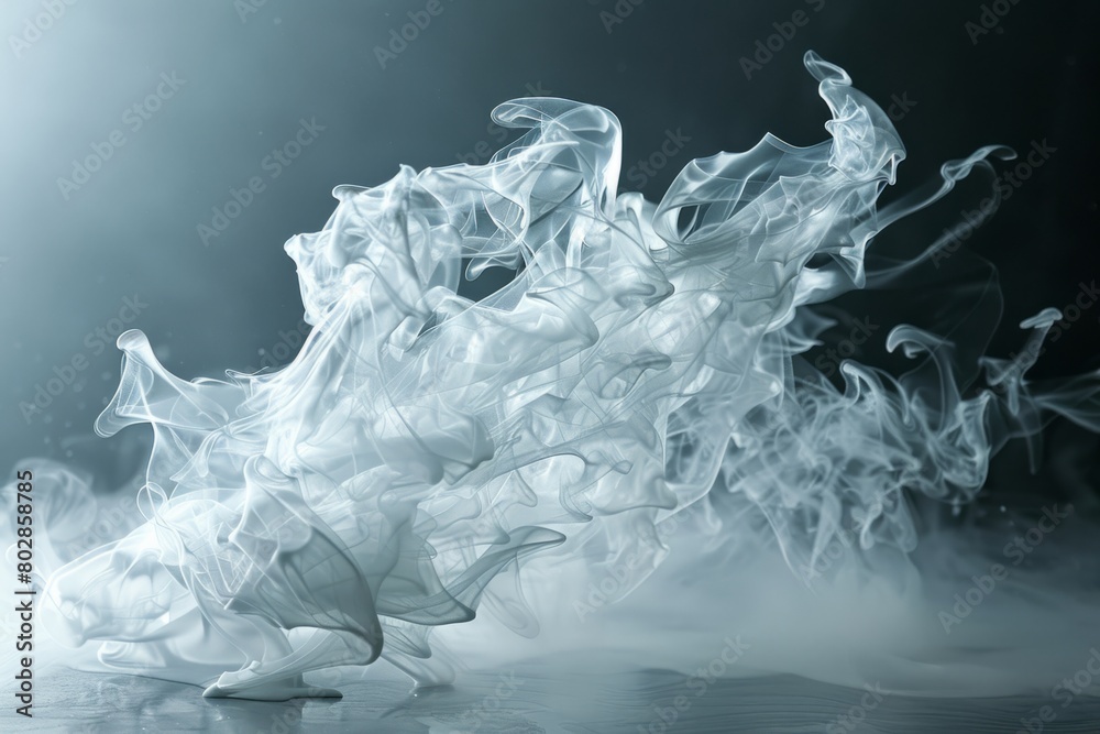 Ethereal White Smoke Swirls on Dark Background