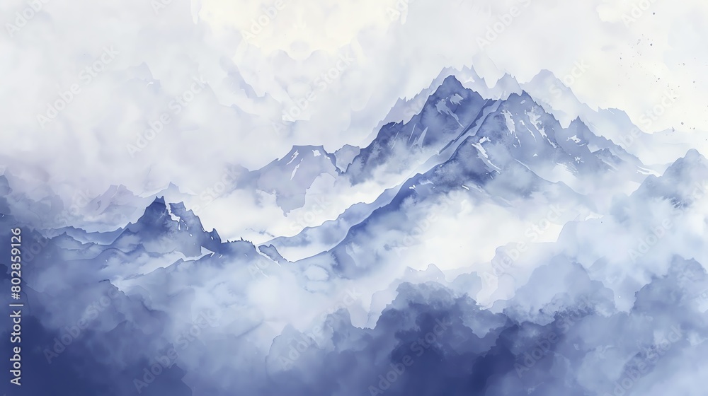 custom made wallpaper toronto digitalBring to life the misty atmosphere of clouds drifting through mountain peaksWater color,  hand drawing