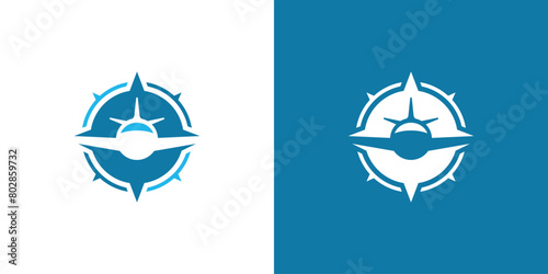 Simple Compass Airplane Logo. Travel Logo Icon Symbol Vector Design Inspiration.