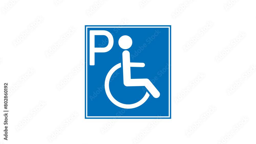 Disabled person parking sign , blue isolated silhouette Disabled person parking sign , blue isolated silhouette