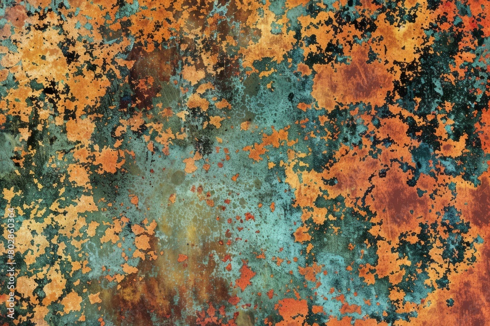 Vibrant Abstract Corrosion Texture: Orange, Teal, and Rusty Hues Vibrant Abstract Corrosion Texture: Orange, Teal, and Rusty Hues