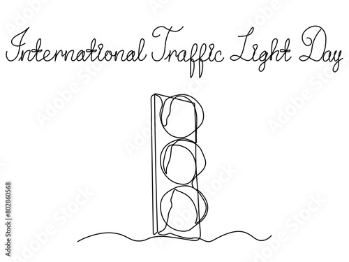 International Traffic Light Day. Abstract traffic light, Logo, continuous single line art hand drawing sketch