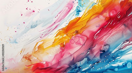 Abstract watercolor art showcasing broad brush strokes and fluid dynamics ideal for concepts of movement and expression photo