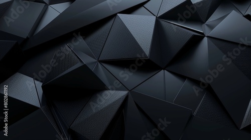 Abstract 3d rendering of black polygonal background. Futuristic polygonal shape.