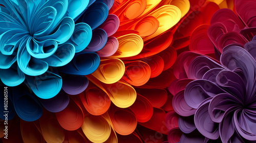 abstract background of multicolored paper sheets in the shape of a flower