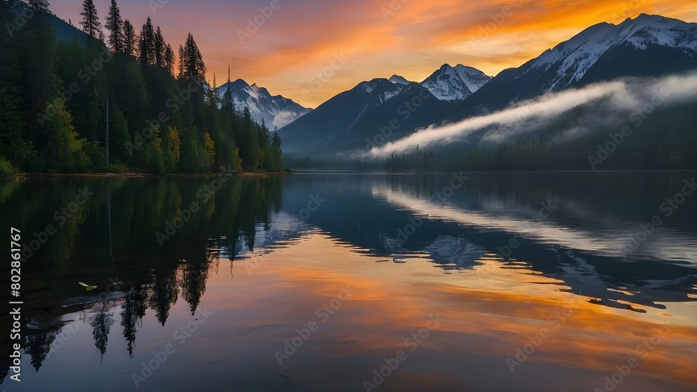 Sunrise Over One Mile Lake in Pemberton, Breathtaking Sunrise A Serene Morning Scene at One Mile Lake, Pemberton, Sunrise at One Mile Lake A Beautiful Morning Scene in Pemberton, Pemberton's One Mile 