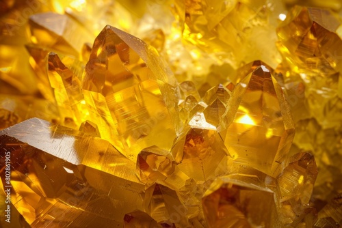 Gleaming Golden Crystals Macro - A Striking Display of Mineral Beauty