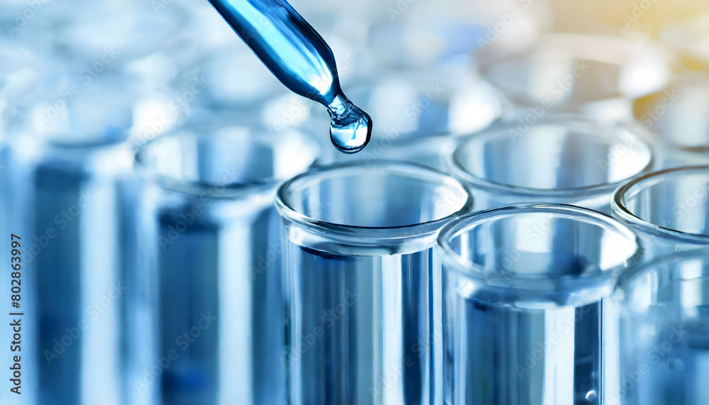 Multiple Test Tubes Filled With Liquid in a Row. Generative AI Multiple Test Tubes Filled With Liquid in a Row. Generative AI