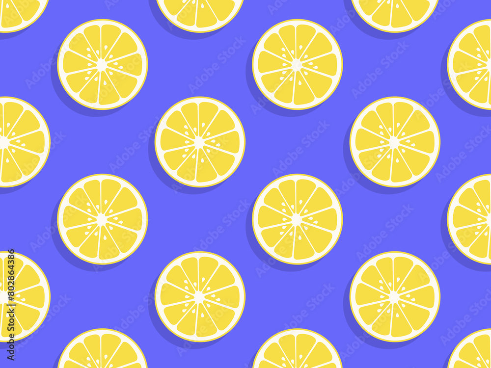 Lemon seamless pattern illustration. Summer vibes. Yellow lemons on the blue background. Fruit repeated background. Lemon seamless pattern illustration. Summer vibes. Yellow lemons on the blue background. Fruit repeated background.