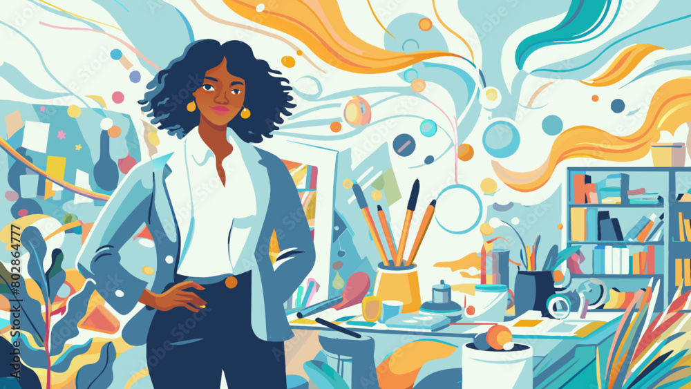 Contemporary Creative Artist in Vibrant Studio Environment Contemporary Creative Artist in Vibrant Studio Environment