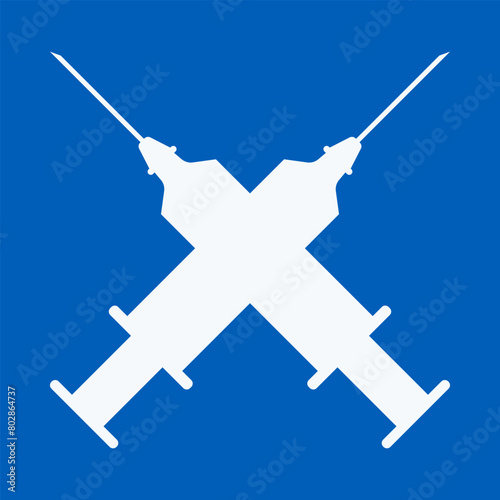 Crossed Medical Syringe Needles Blue Icon