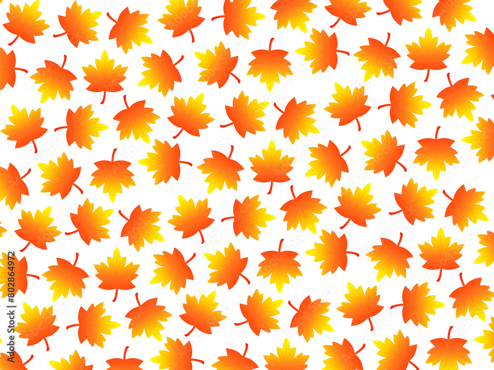 Seamless pattern with fall maple leaves. Illustration. Fall leaves with white background.