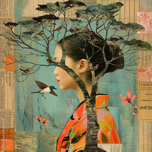 Japanese collage in NYT style 