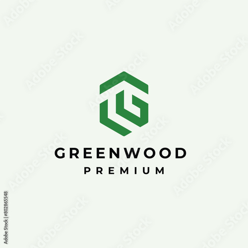 geometric abstract letter g and letter w logo vector for business brand. photo