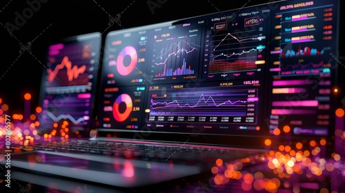 professional trading or financial portfolio management and planning for business performance growth, mobile app and screens chart analysis concept as wide banner design created by ai