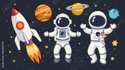 Astronaut, planet and space wallpaper, black background.
