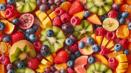 Colorful variety of fresh fruits.