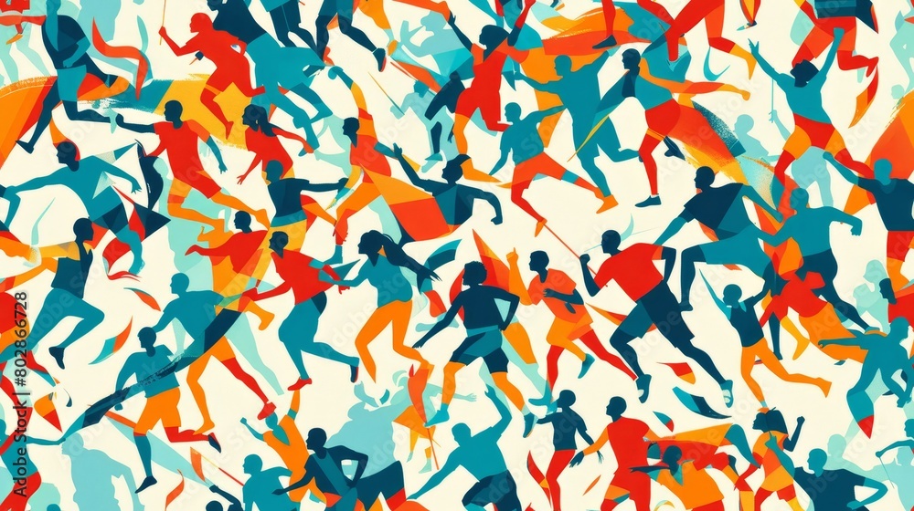 People of all ages and fitness levels are running together in a race