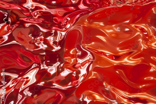 Abstract Scarlet Waves Texture - Vibrant Red Fluid Art Background