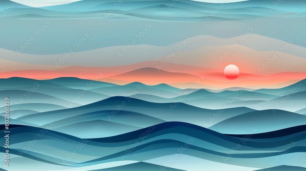 The photo shows a beautiful sunset over a calm sea The photo shows a beautiful sunset over a calm sea