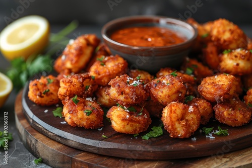 Plate of Fried Food With Dipping Sauce