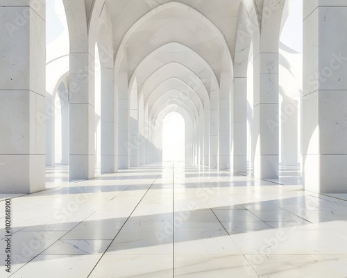 Cathedral square clean white marble under minimalist arches walkway poles in pattern