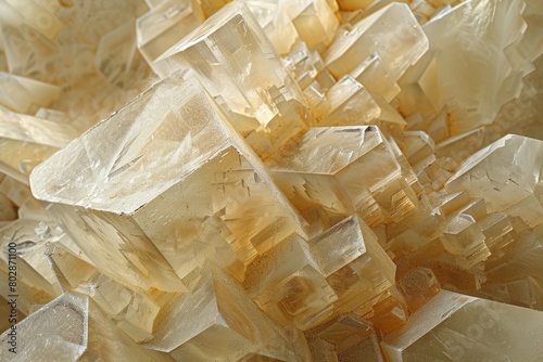 Macro Photography of Natural Crystal Formation with Golden Hue photo