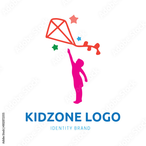 kid zone or kindergarten logo design for branding and identity