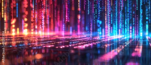 A sleek  futuristic barcode emitting colorful lights  representing transactions.