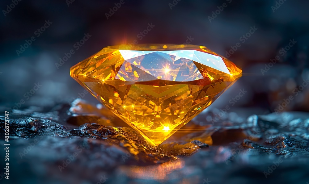 A large, striking yellow gemstone that captivates the eye with its vibrant hue and sparkling brilliance A large, striking yellow gemstone that captivates the eye with its vibrant hue and sparkling brilliance