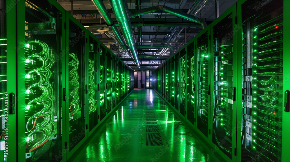 Fototapeta premium green computing solutions reducing energy consumption in data centers. 