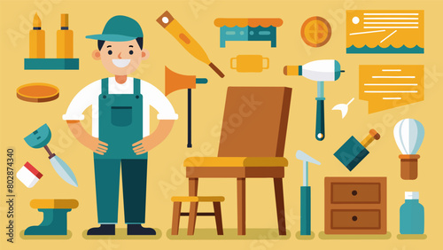 For beginners a basic lesson in furniture restoration covers topics such as wood types finishes and basic tool use.. Vector illustration