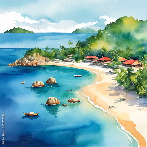 Perhentian Islands - watercolor illustration  photo