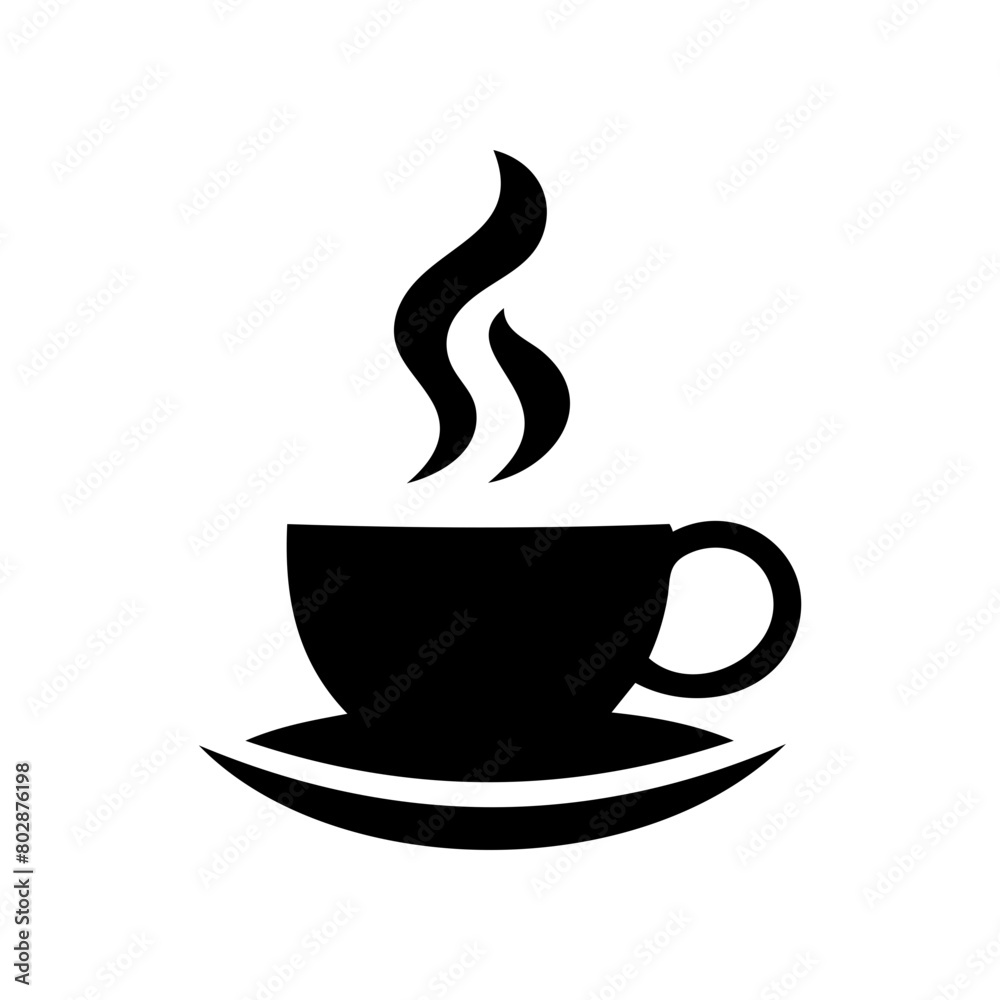 A black coffee cup with steam rising from it A black coffee cup with steam rising from it