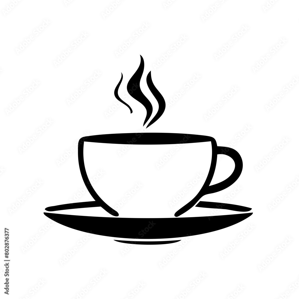 A black coffee cup with steam rising from it A black coffee cup with steam rising from it