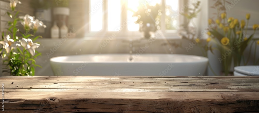 Tabletop with Blurry Bathroom in the Background