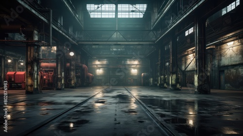 Industrial interior of an old factory building.